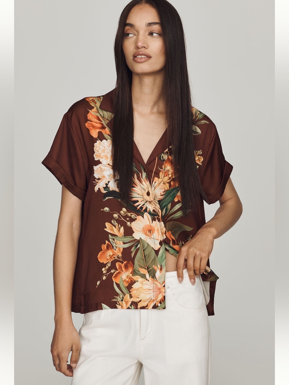 Anthropologie Brenna Short-Sleeve Buttondown Shirt -Sz S
